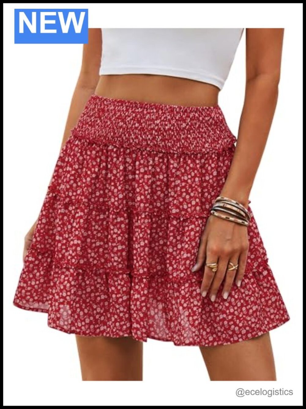 Women's Floral Ruffle Skort Tiered High Waisted Mini Skirt with Built-in Shorts